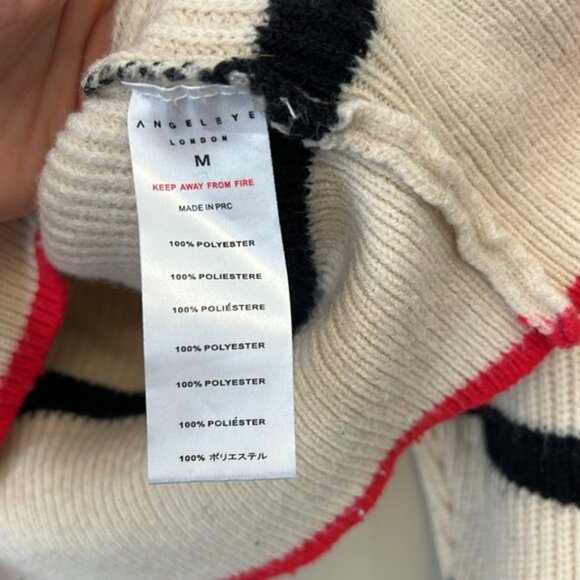 Striped Sweater with Black and Red Accents size M - Picture 4 of 9